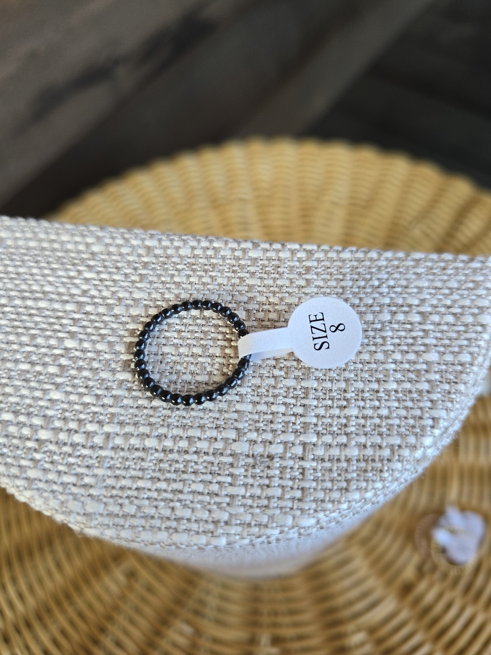 NWT 18K PVD Gunmetal Black Beaded Stack Ring - Size 8